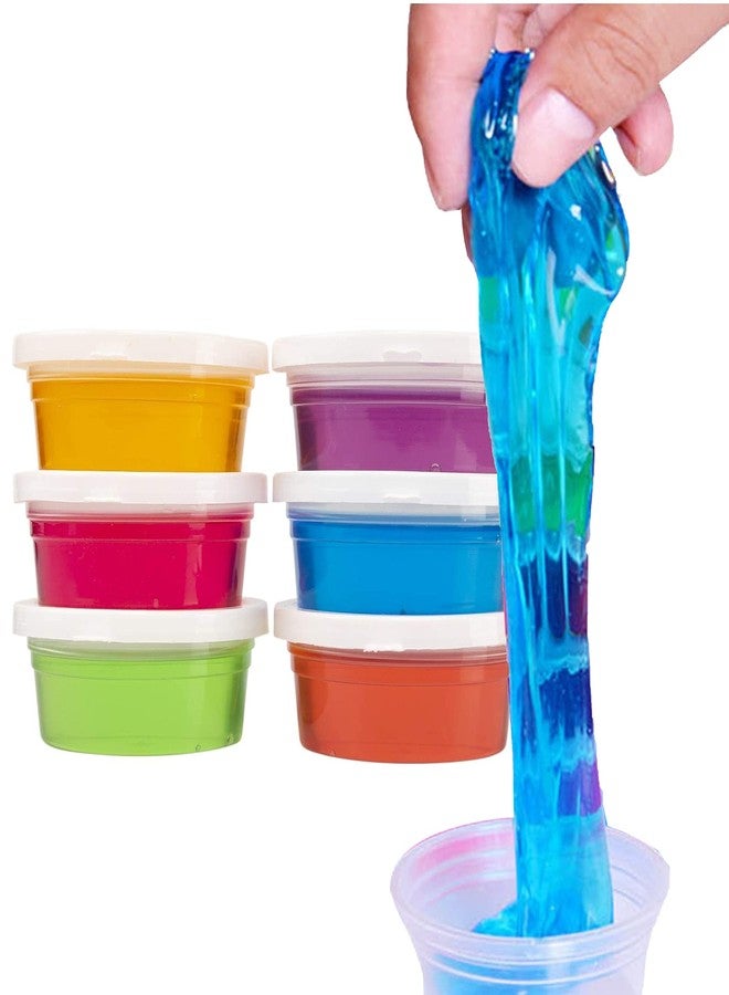 Firstly Traders Set of 6 Flexible Crystal Slime Magic Mud Soft Transparent Jelly Clay Putty Toys for Kids Boys Girls with Clay Modelling Tools Non Toxic - Multi Color - Image 1